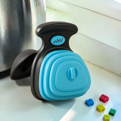 Furvana portable blue and black plastic dog waste poop picker tool with ergonomic handle for one-handed cleanup