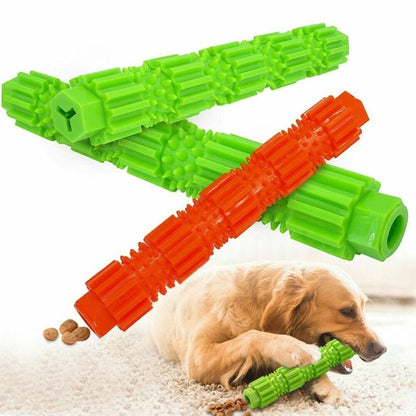 Furvana dog molar chew toy in bright green and orange silicone with 360-degree bristles for dental cleaning