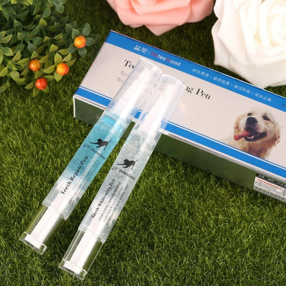 Furvana pet teeth cleaning and whitening pens with blue gel formula for dog dental care on a grassy surface