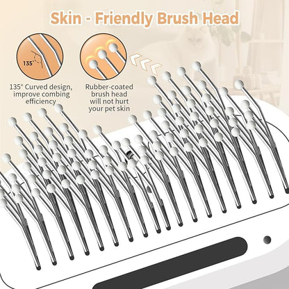 Furvana steam cat brush head featuring 135-degree curved, rubber-tipped bristles for gentle, skin-friendly grooming.